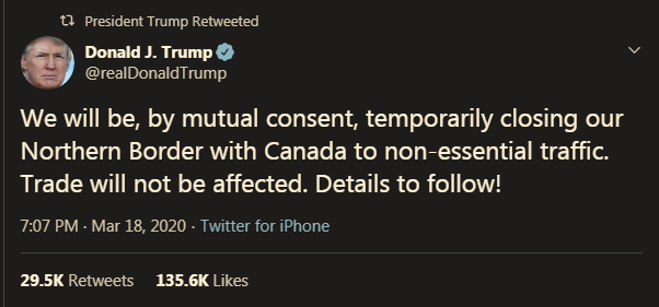 Donald Trump tweet on Coronavirus