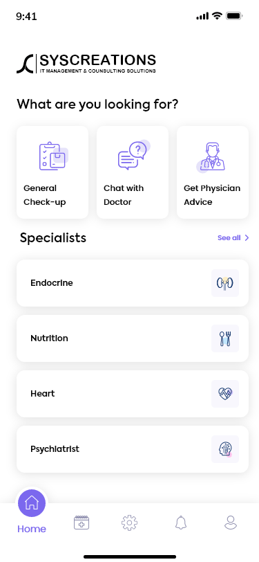 Telemedicine app UI