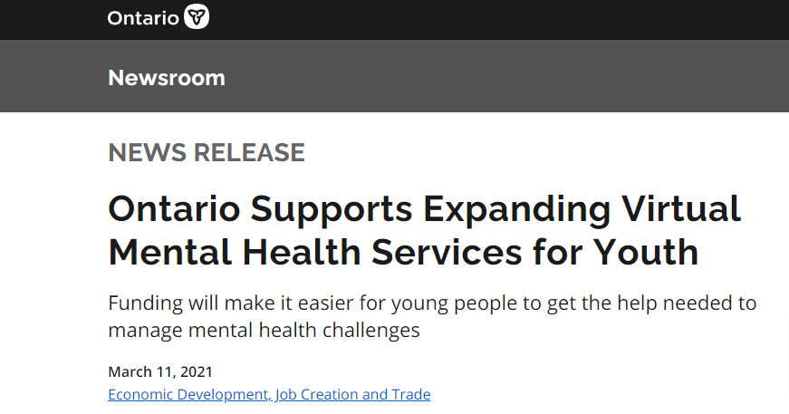 Ontario's virtual mental heath push