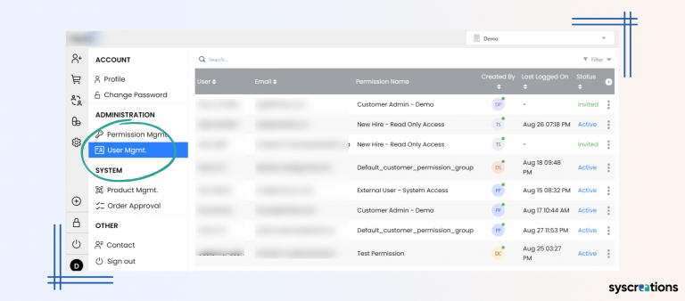 User management feature in patient portal software