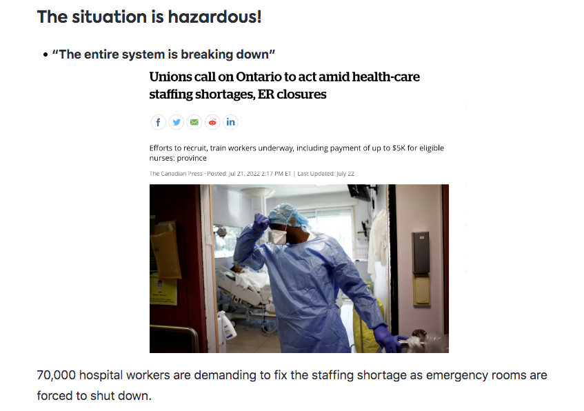 Healthcare staffing shortage Ontario