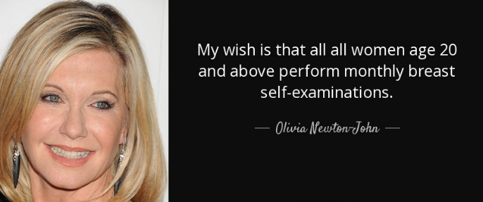 Breast self-exam quote by Olivia Newton John