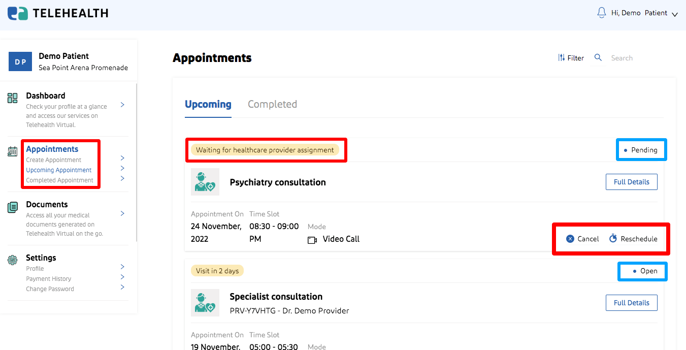 Manage appointments 