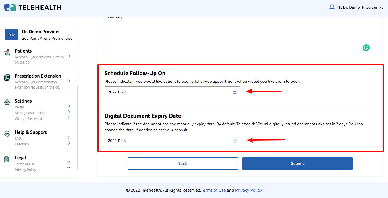 Schedule follow-up and expiry date