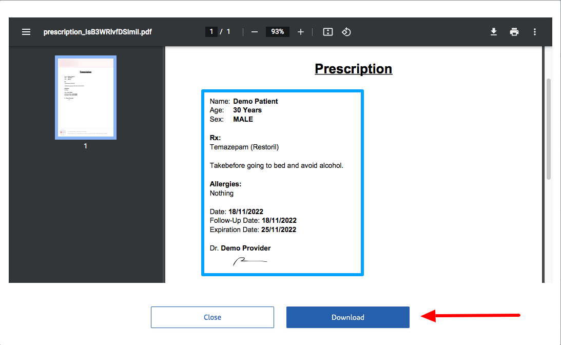 View and download ePrescription