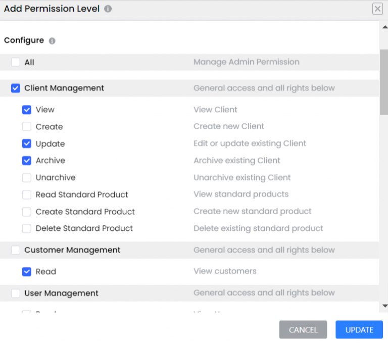 User permission management