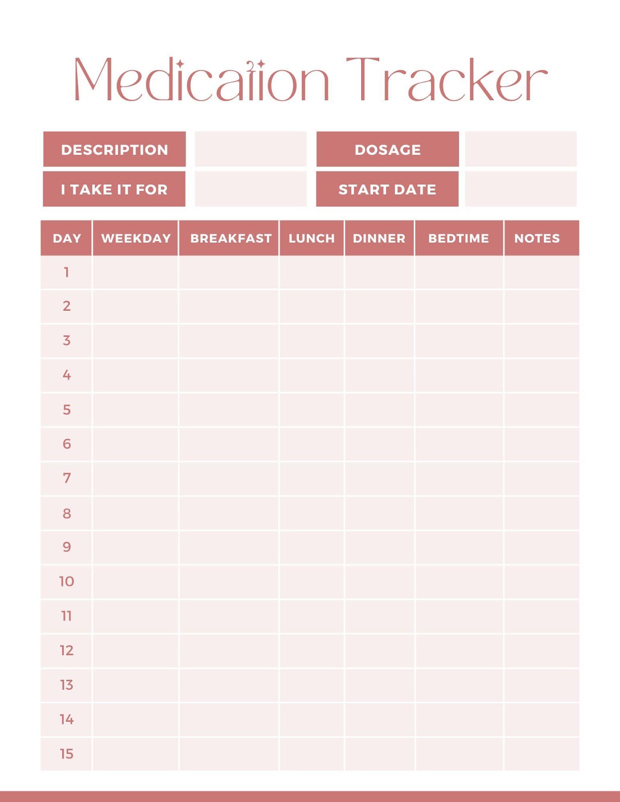 Medication tracker template 1