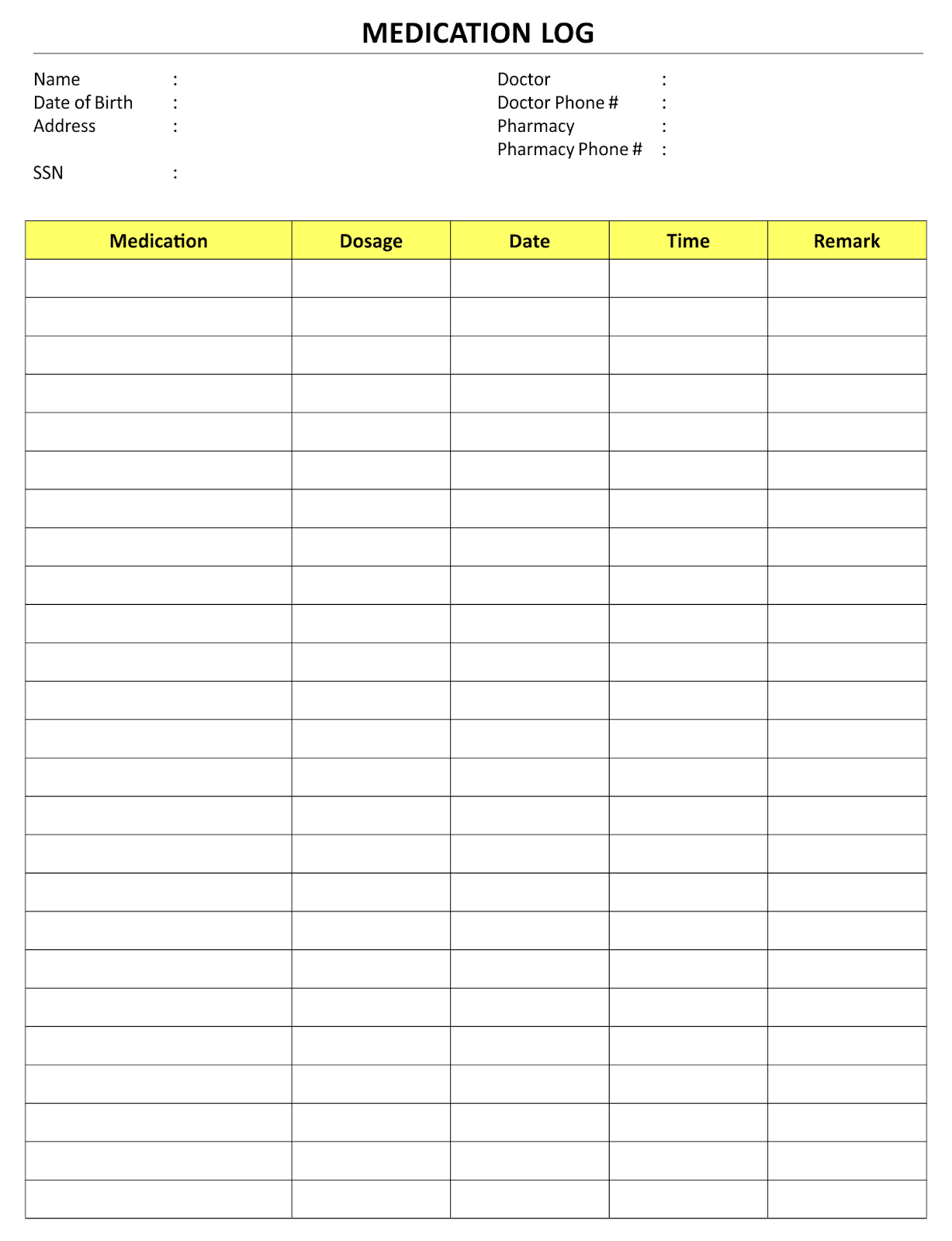 Medication tracker template 4