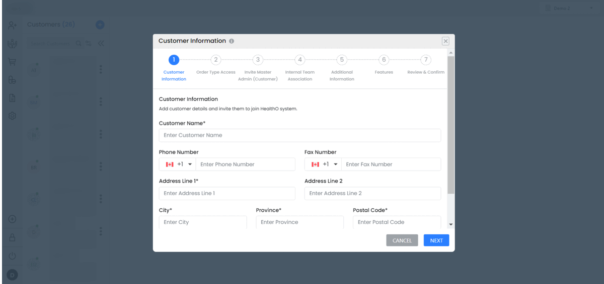 Create a profile of the patient and vendor