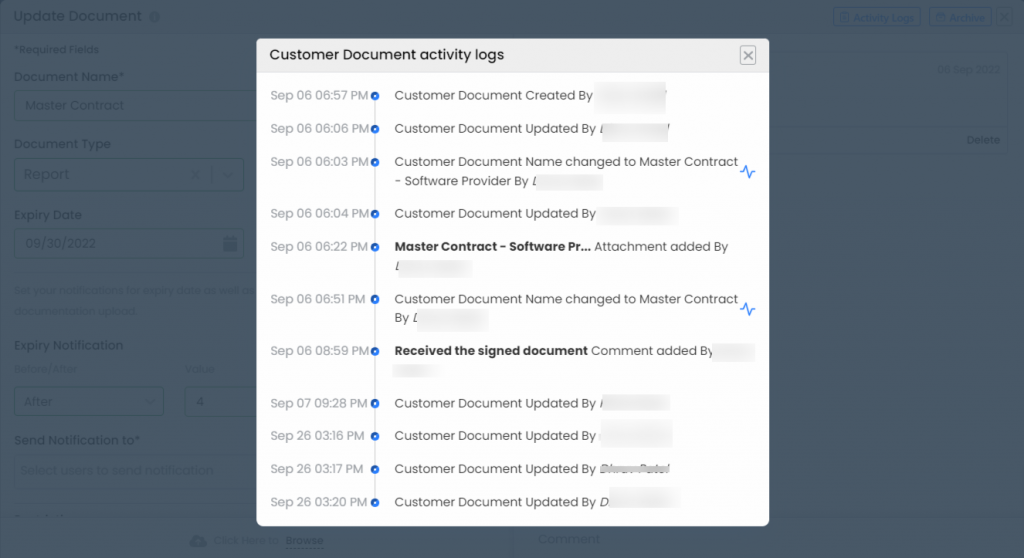 Document activity logs in our dentist practice management solution