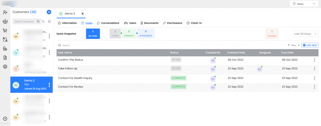 Task management in medical practice management software