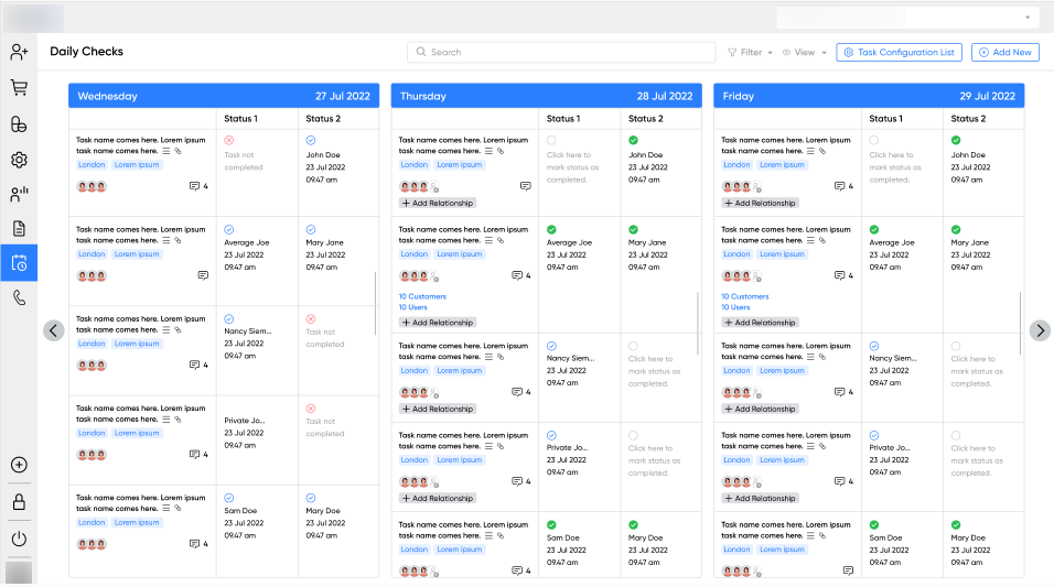 Manage checklist in software for healthcare project management